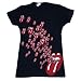 ROLLING STONES - MULTIPLE TONGUE LOGOS - Licensed Womens Black Fitted Jersey Tee