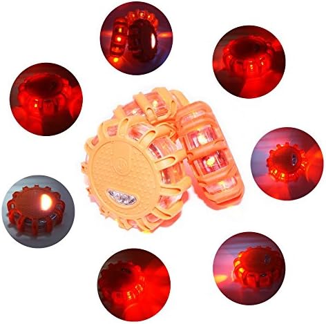 Vivpike LED 9 Disc Functions Roadside Flashing Emergency Powerflare in Amber (Pack 3)