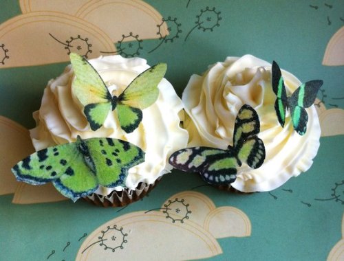 Edible Butterflies - Small Green Set of 24 - Cake and Cupcake Toppers Decoration Edible Butterflies - Small Green Set of 24 - Cake and Cupcake Toppers Decoration