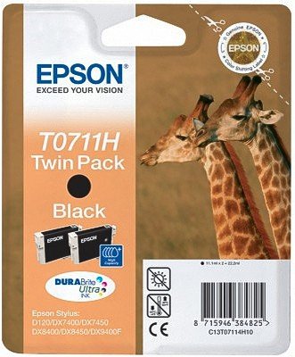 2x XL Patronen für Epson T0711 H, Twinpack HC (2x XL Black Schwarz) Druckerpatronen, Mehr Inhalt, für T 0711H