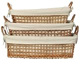 Willow Rectangle Trays With Cotton Liners Set / 3, Large=22 1/2"L x 6 3/4"H x 15"W