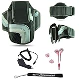 Black Adjustable Deluxe Sportband / Workout Armband with Adaptable Neck Str ....