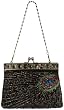 Antique Beaded Sequin Turquoise Sunburst Clutch Evening Handbag Purse w/ 2 Detachable Chains