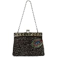 Antique Beaded Sequin Turquoise Sunburst Clutch Evening Handbag Purse w/ 2 Detachable Chains