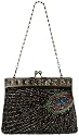 Antique Beaded Sequin Turquoise Sunburst Clutch Evening Handbag Purse w/ 2 Detachable Chains