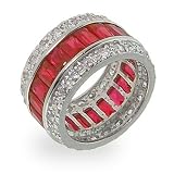 Ruby Red Sterling Silver CZ Anniversary Band