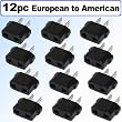 European to American Outlet Plug Adapter - 12 Pack