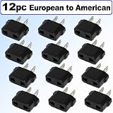 European to American Outlet Plug Adapter - 12 Pack