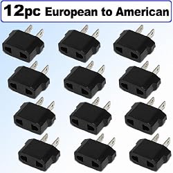 Top Brand European To American Outlet Plug Adapter 12 Pack