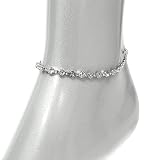 Fashion Jewelry ~Silvertone Beaded Crystals Anklet (Style Anklet 001h 16)
