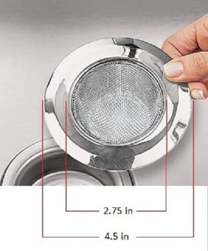 2 Pack Steel Sink Strainers Prevent Clogs Mesh Kitchen Sink Heavy Duty Tub Drain Bathroom Utility 4.5" Outer 2.75" Inner