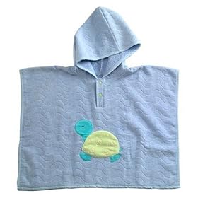 Hooded Terry Towel Pancho in Blue -12 Months