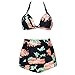 WONDER-BEAUTY Women Push Up Padded Floral High Waisted Bikini Swimsuit