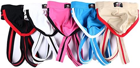 Wangjiang Men's Sexy Low Rise Thong (US M/With Tag L(Waist: 33"- 35"), 5 Colors as pic shown/pack)