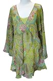 Vibrant Lime Green Paisley Print Lightweight Beach Cover Up-Plus Size