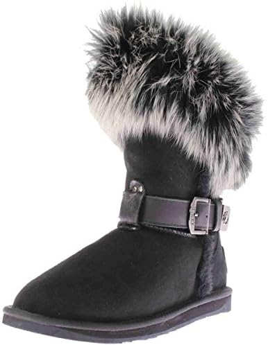 Australia Luxe Womens Tsar Short Sheepskin Mid-Calf Boots Black 10 Medium (B,M)