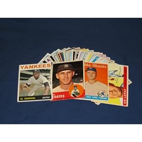 25 Different Vintage New York Yankees Topps Baseball Cards from 1955-1969 - Shipped in Protective Display Album!