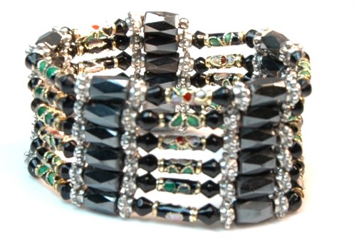 Magnetic Wrap Necklace/Bracelet - Black Cloisonne Beads