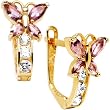 14K Yellow Gold Butterfly June Birthstone Leverback Earrings