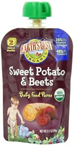 Earth's Best Organic Sweet Potato and Beets Puree, 3.5 Ounce Pouches (Pack of 12)