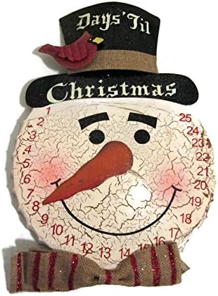Large 24" Tall Rustic Metal Snowman Christmas Countdown Wall Hanging