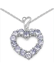 0.98 Carat Genuine Tanzanite Heart Shape Silver Pendant