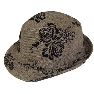 FEDORA TRILBY BROWN HAT BLK VELVET FLOWER ACCENT SM MED