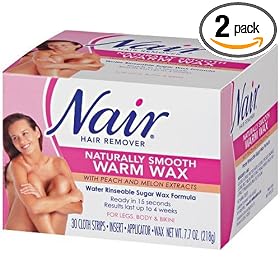 Nair Hair Removal Kit, Microwave Wax for Legs, Body, and Bikini Area, Fresh Peach Melon (Pack of 2)