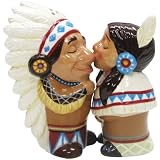 Westland Giftware Mwah Magnetic Native American Couple Salt and Pepper Shaker Set, 3-1/2-Inch