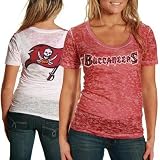 NFL Touch by Alyssa Milano Tampa Bay Buccaneers Ladies Red-White Sublimated Sheer Burnout Premium T-shirt (Large)