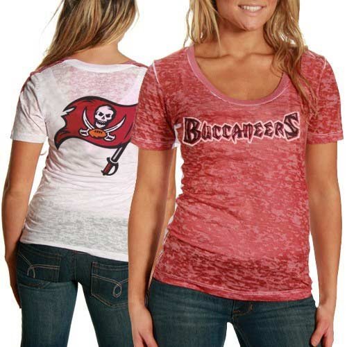 Touch by Alyssa Milano Tampa Bay Buccaneers Ladies Red-White Sublimated Sheer Burnout Premium T-shirt (Large)