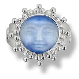 Sterling Silver Blue Fiber Optic Moon Ring by Sajen