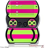 PSPgo Skin and Screen Protector Kit - Kearas Psycho Stripes Neon Green and  ....