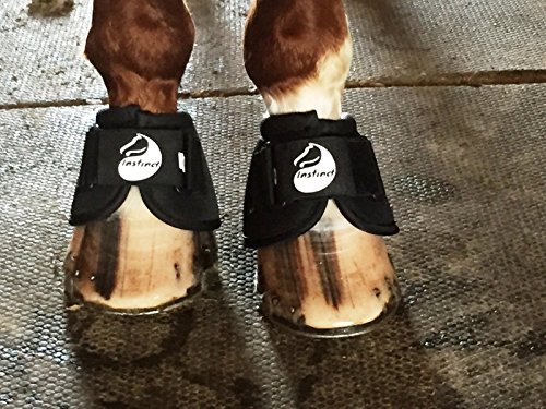 The Best USA MADE "Mikes Instinct" No Turn Premium Bell Boots for Horses (pair) - Professional's Choice, PRIDE in Quality - USA Constructed with Ballistic Material - Moisture Controlled Lining - Heavy Duty Velcro Closures -Buy The #1 Equine Accessory (Black, Large)
