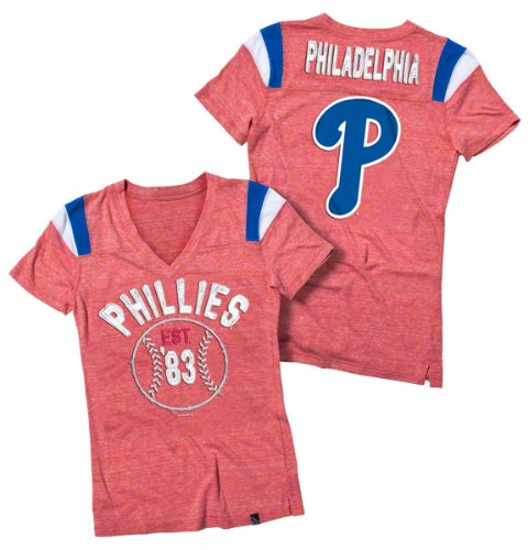 Philadelphia Phillies Red Women's Tri-Blend V-Neck Raglan T-Shirt at Amazon.com