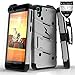 Zizo Bolt Cover for HTC Desire 626 626s with .33mm 9H Tempered Glass Screen Protector Included Dual-Layered Slim Armor Case Cover Holster Belt-clip Lanyard Id Holder Kickstand Included (Gray/Black)