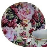 English Rose Pattern Fine China Cup Cake Plates for Children's Tea Parties