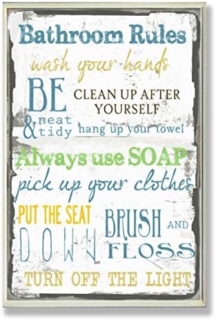 Stupell Industries Bathroom Plaque Bundle with Bathroom Rules, Wash Your Worries, and Rubber Ducky Typography