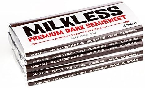 Gluten Free Milkless Nut Free Chocolate Semisweet Bars 1.75 oz. 5 Count by Premium Chocolatiers