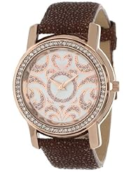 Badgley Mischka Womens BA/1230WTRG Swarovski Crystal Accented Rose Gold-Tone Brown Stingray Strap Watch