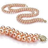 Pink 7-8mm AA Freshwater Pearl Necklace 18 inch Princess Length