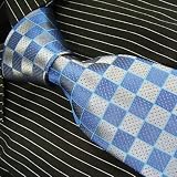 Brand New B. Boss Blue Silver Checkers Silk Mens Neck Tie Zl1066