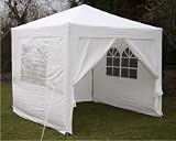 2.5x2.5mtr WHITE Pop Up Gazebo, FULLY WATERPROOF with Four Side Panels and Carrybag