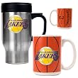 Los Angeles Lakers NBA Stainless Steel Travel Mug & Gameball Ceramic Mug Set - Primary Logo by Great American Products