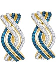 10KT Yellow Gold 0.61 CTW-Diamond Fashion Hoops Earrings
