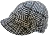 Hounds Tooth Wool Riding Cap Fleece Lined Newsboy Hat Jockey Equestrian Newsgirl Winter BROWN / TAN
