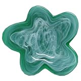 Colorful Recycled Art Glass Emerald Green Medium Amoeba Plate 13D by Traders and Company