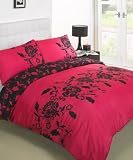 BLACK & PINK SUPER KING SIZE DUVET COVER BED SET