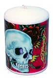 Ed Hardy Candle Unscented 3 by 4 Pillar, Skull And Roses