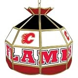 NHL1600-CF - NHL Calgary Flames Stained Glass Tiffany Lamp - 16 inch diam